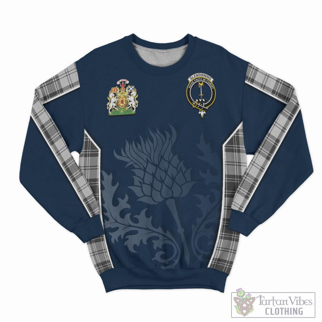 Glendinning Tartan Sweatshirt with Family Crest and Scottish Thistle Vibes Sport Style - Tartan Vibes Clothing