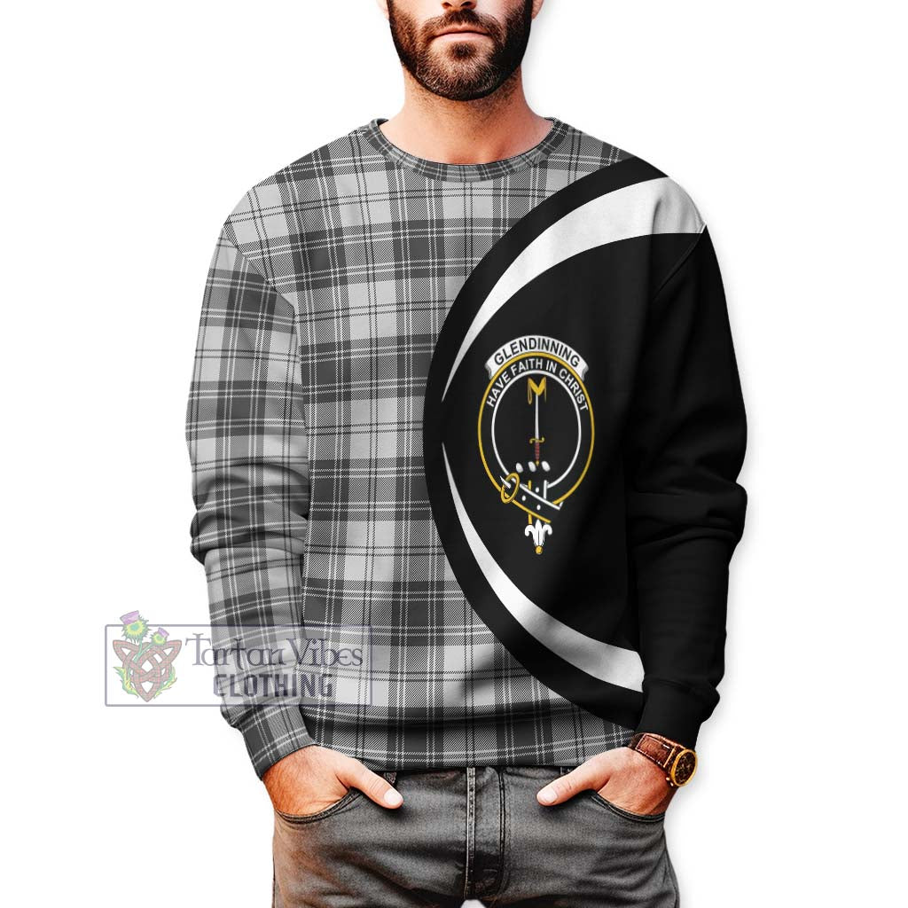 Glendinning Tartan Sweatshirt with Family Crest Circle Style - Tartan Vibes Clothing