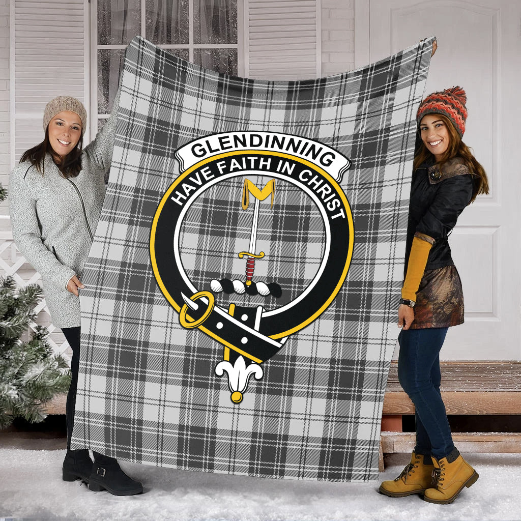 glendinning-tartab-blanket-with-family-crest
