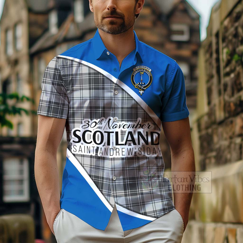 Glendinning Family Crest Tartan Hawaiian Shirt Celebrate Saint Andrew's Day in Style - Tartan Vibes Clothing