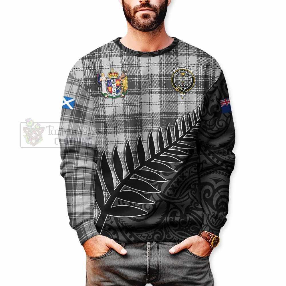 Tartan Vibes Clothing Glendinning Crest Tartan Sweatshirt with New Zealand Silver Fern Half Style