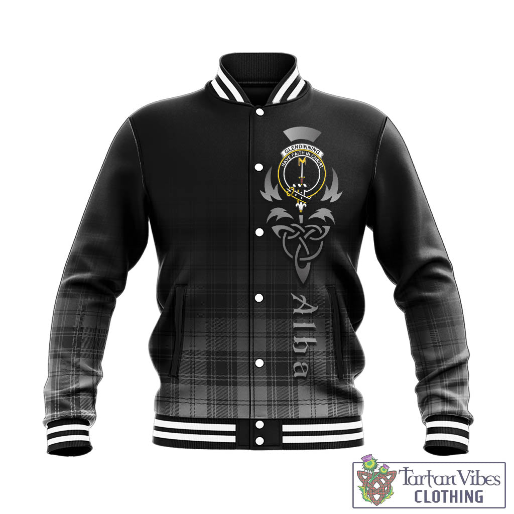 Glendinning Tartan Baseball Jacket Featuring Alba Gu Brath Family Crest Celtic Inspired - Tartan Vibes Clothing