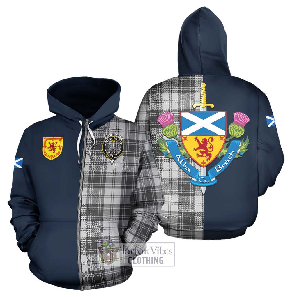 Glendinning Tartan Hoodie Alba with Scottish Lion Royal Arm Half Style - Tartan Vibes Clothing