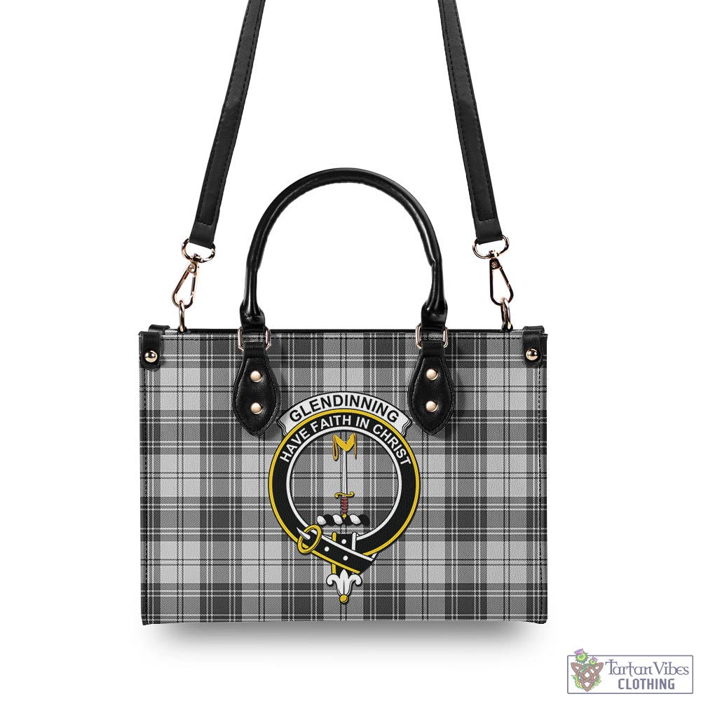 Glendinning Tartan Luxury Leather Handbags with Family Crest - Tartan Vibes Clothing