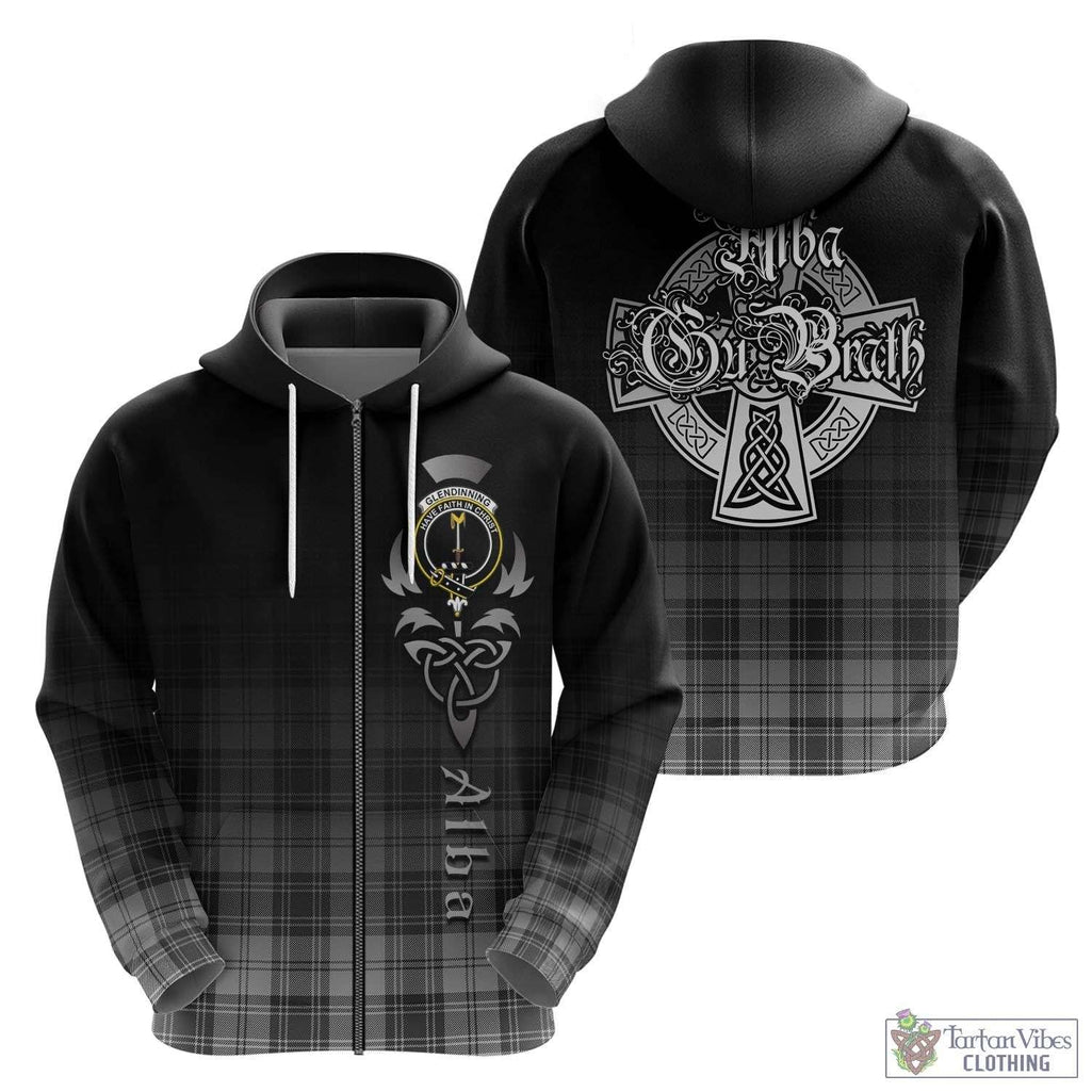 Glendinning Tartan Hoodie Featuring Alba Gu Brath Family Crest Celtic Inspired - Tartan Vibes Clothing