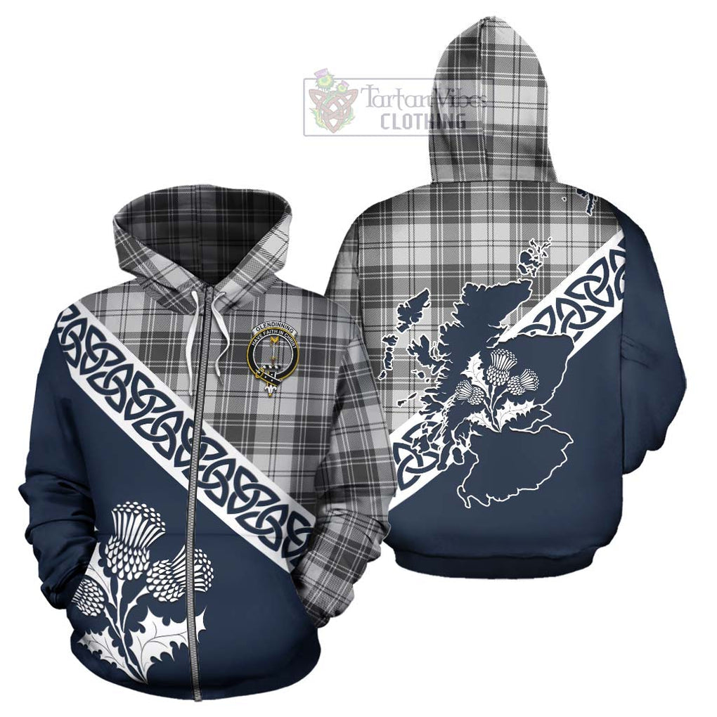 Glendinning Tartan Hoodie Featuring Thistle and Scotland Map - Tartan Vibes Clothing