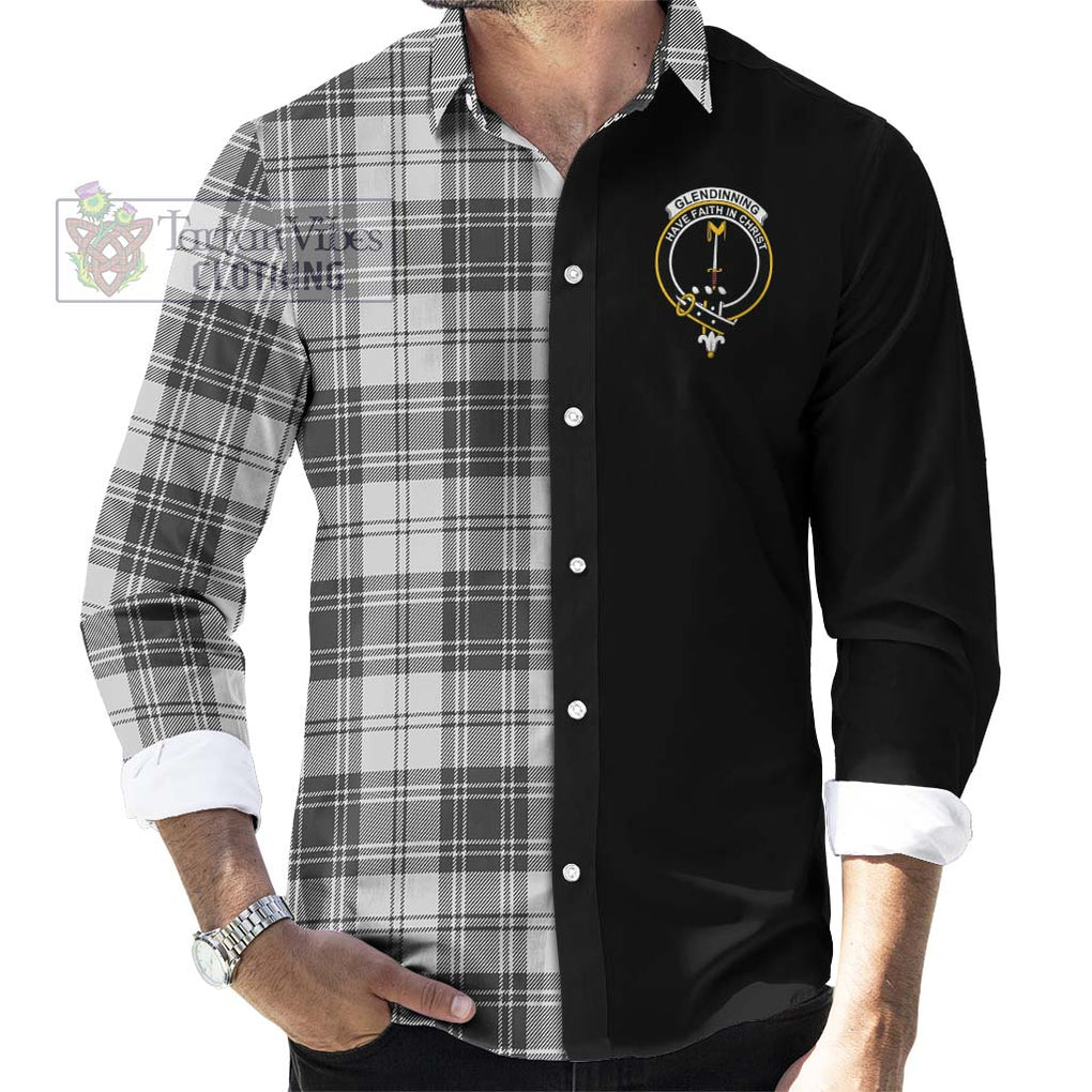 Glendinning Tartan Long Sleeve Button Shirt with Family Crest and Half Of Me Style - Tartanvibesclothing Shop