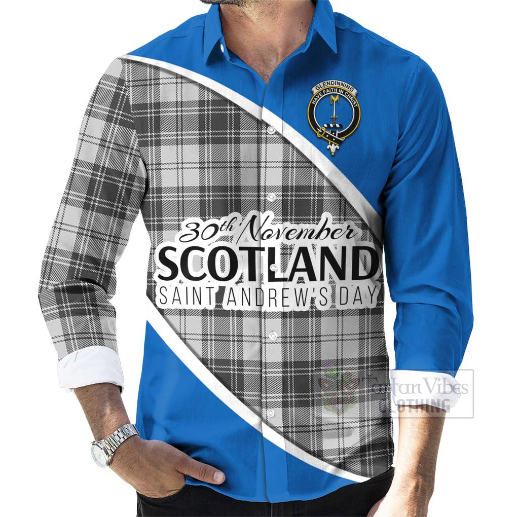 Glendinning Family Crest Tartan Long Sleeve Button Shirt Celebrate Saint Andrew's Day in Style - Tartan Vibes Clothing