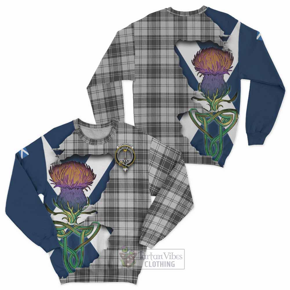 Glendinning Tartan Family Crest Sweatshirt Scottish Thistle Celtic Inspired - Tartan Vibes Clothing