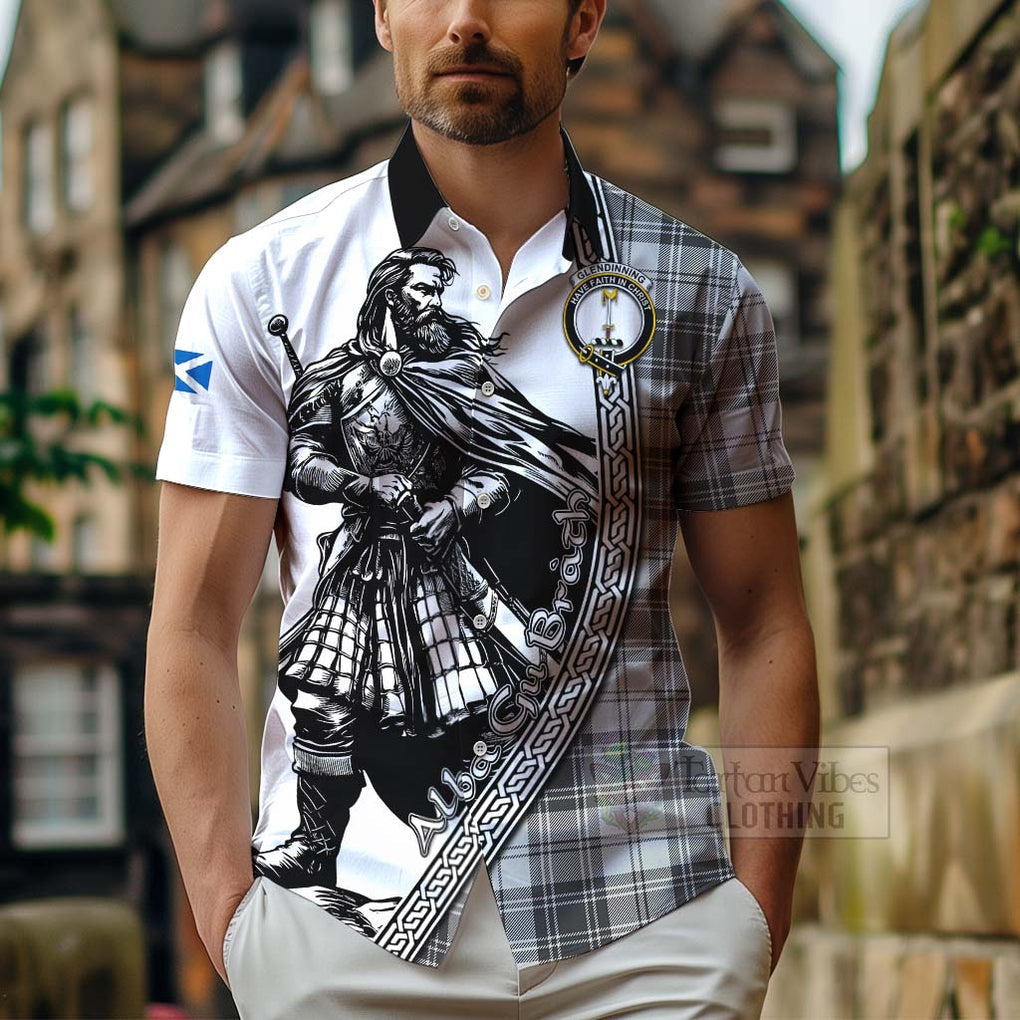 Glendinning Tartan Clan Crest Hawaiian Shirt with Highlander Warrior Celtic Style - Tartan Vibes Clothing