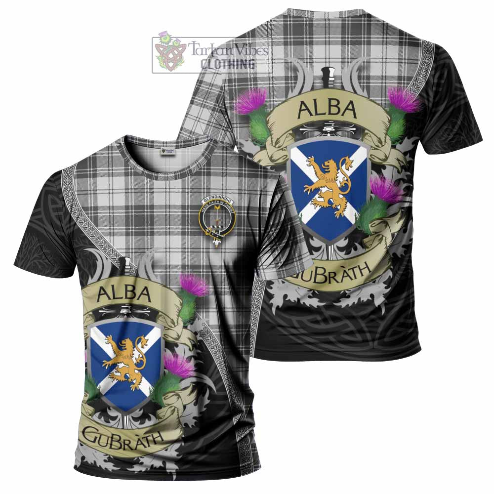 Glendinning Tartan Family Crest T-Shirt Lion Rampant Royal Thistle Shield Celtic Inspired - Tartan Vibes Clothing
