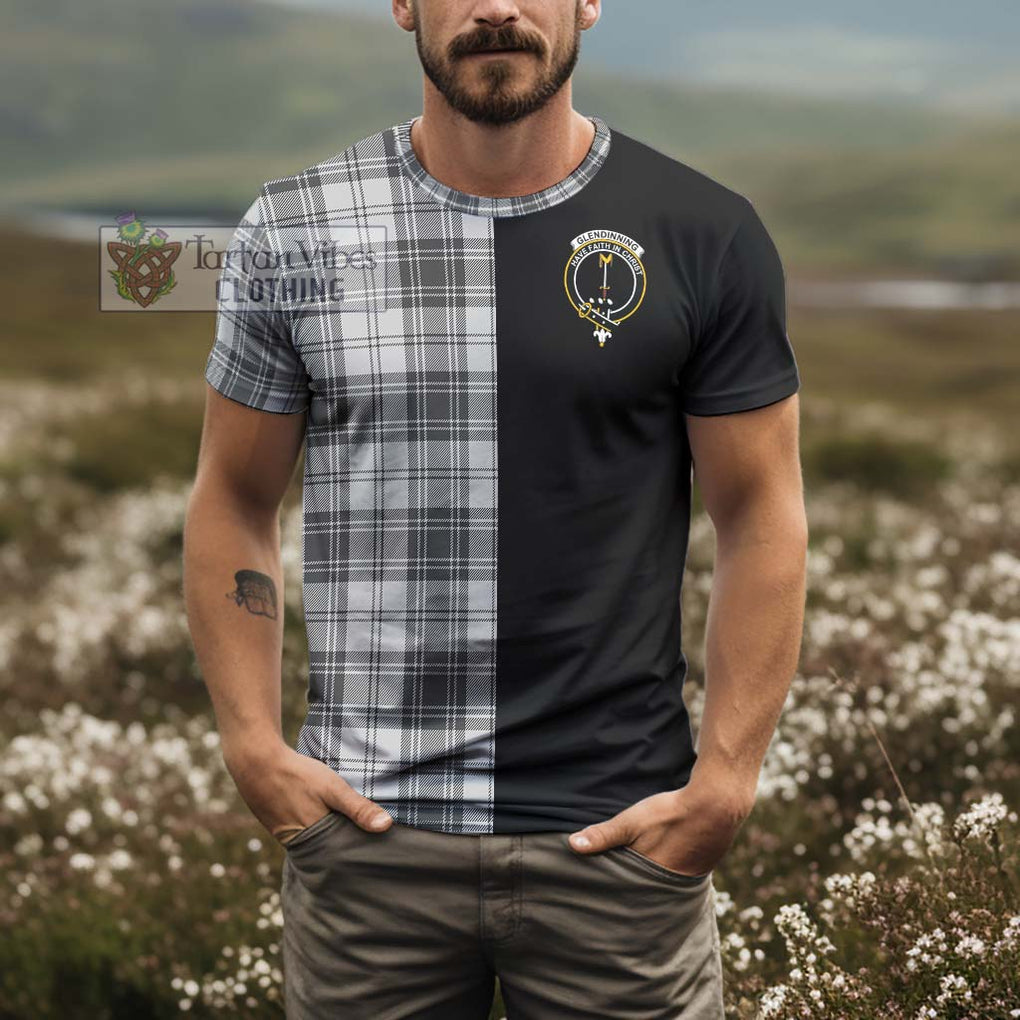 Glendinning Tartan T-Shirt with Family Crest and Half Of Me Style - Tartanvibesclothing Shop