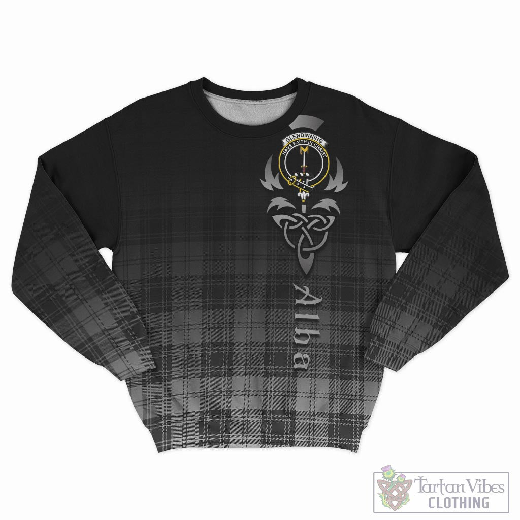 Glendinning Tartan Sweatshirt Featuring Alba Gu Brath Family Crest Celtic Inspired - Tartan Vibes Clothing