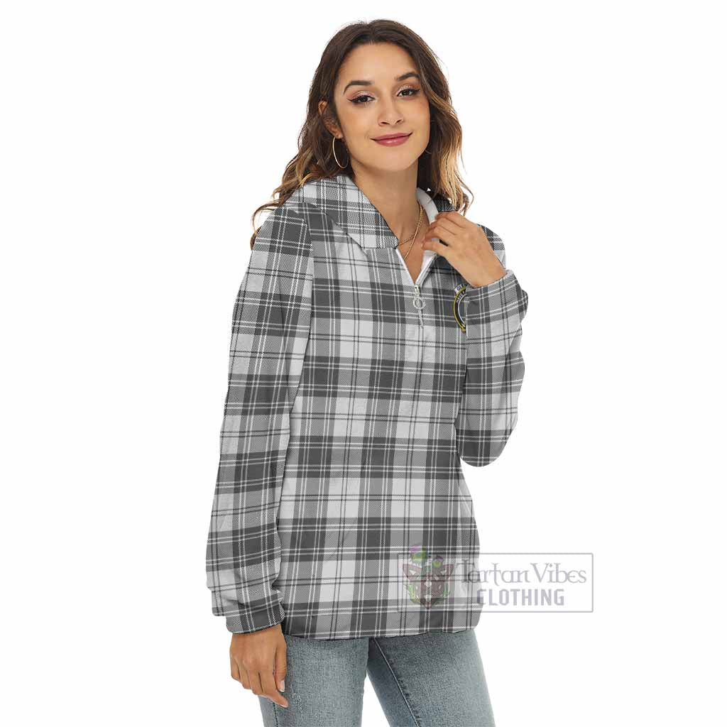 Glendinning Tartan Women's Borg Fleece Hoodie with Half Zip with Family Crest - Tartan Vibes Clothing