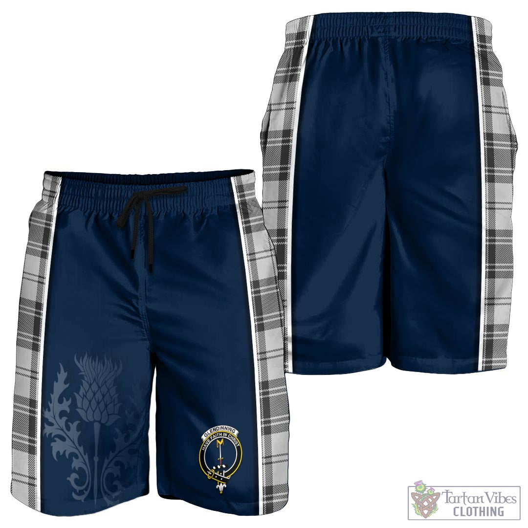 Glendinning Tartan Men's Shorts with Family Crest and Scottish Thistle Vibes Sport Style - Tartan Vibes Clothing