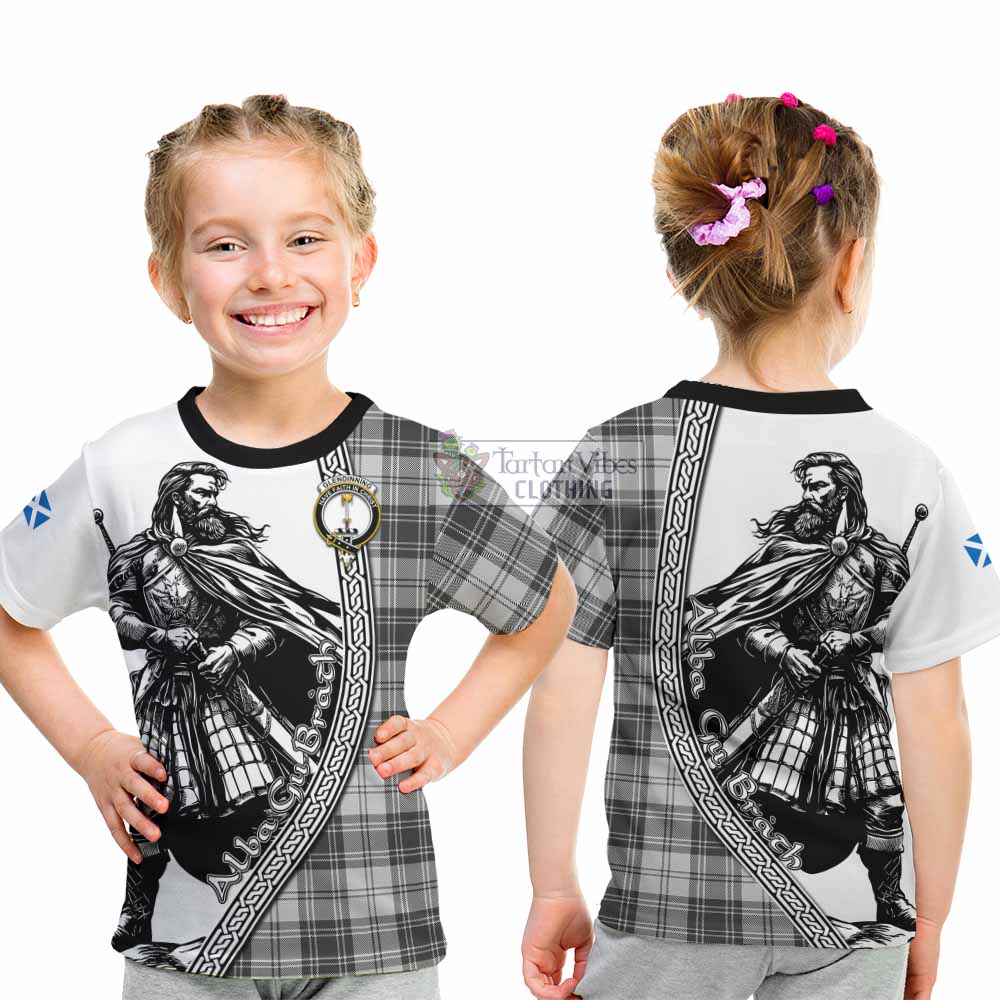 Glendinning Tartan Clan Crest Kid T-Shirt with Highlander Warrior Celtic Style - Tartan Vibes Clothing