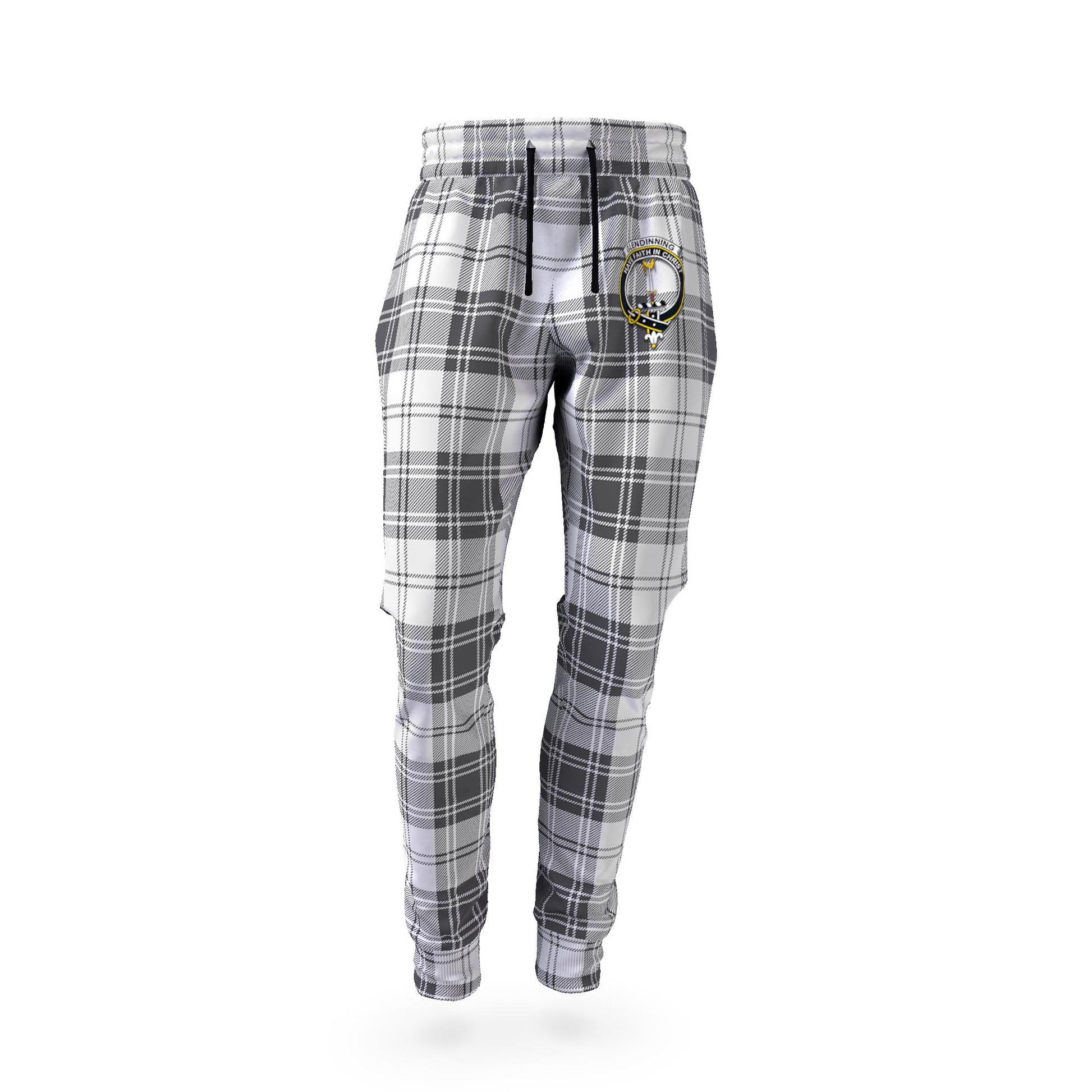 Glendinning Tartan Joggers Pants with Family Crest - Tartan Vibes Clothing