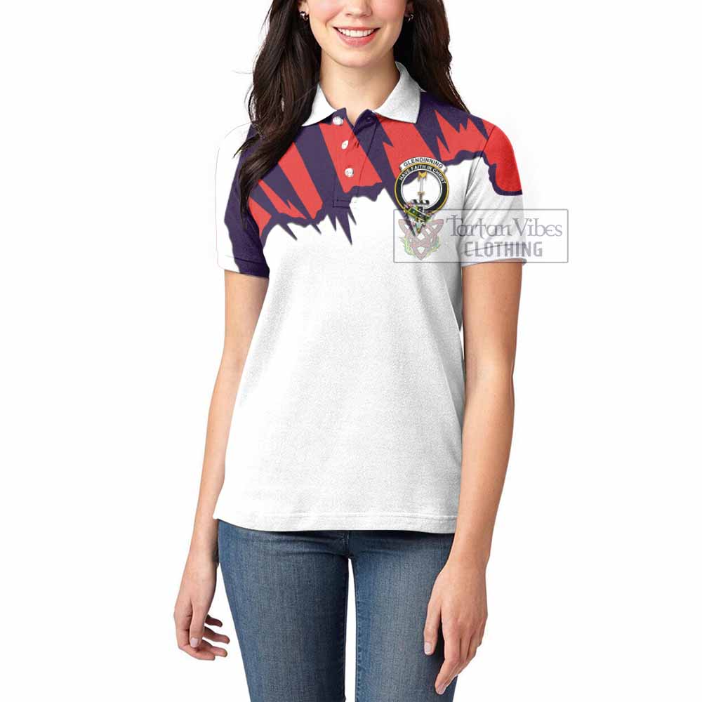 Glendinning Clan Crest Women's Polo Shirt with Retro Sport Style - 2D-tartanvibesclothing