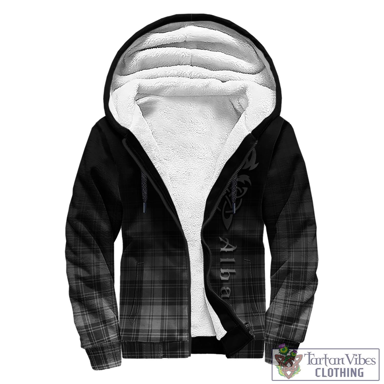 Glendinning Tartan Sherpa Hoodie Featuring Alba Gu Brath Family Crest Celtic Inspired - Tartan Vibes Clothing