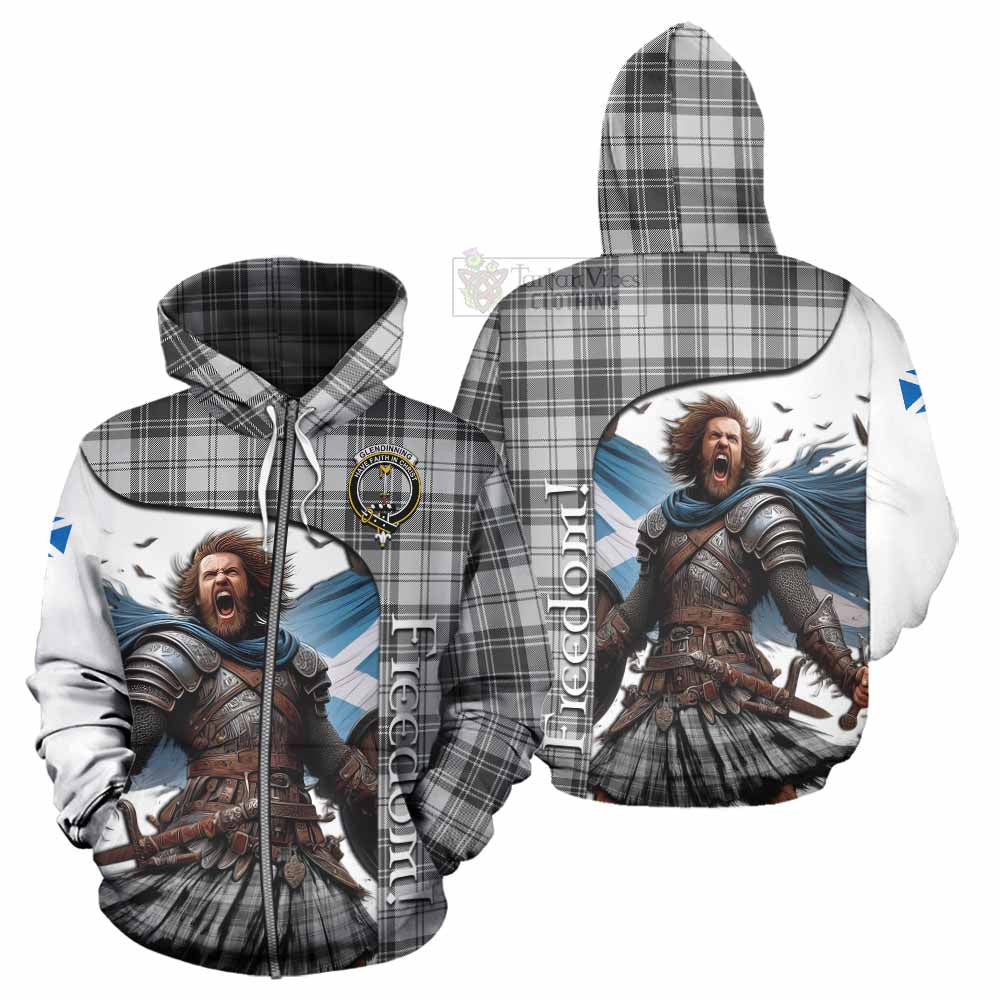 Glendinning Crest Tartan Hoodie Inspired by the Freedom of Scottish Warrior Zip Hoodie - Tartan Vibes Clothing