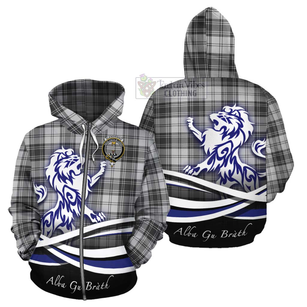 Glendinning Tartan Cotton Hoodie with Alba Gu Brath Regal Lion Emblem - Tartan Vibes Clothing