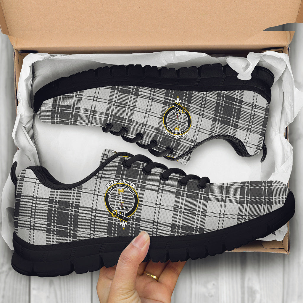 Glendinning Tartan Sneakers with Family Crest - Tartan Vibes Clothing