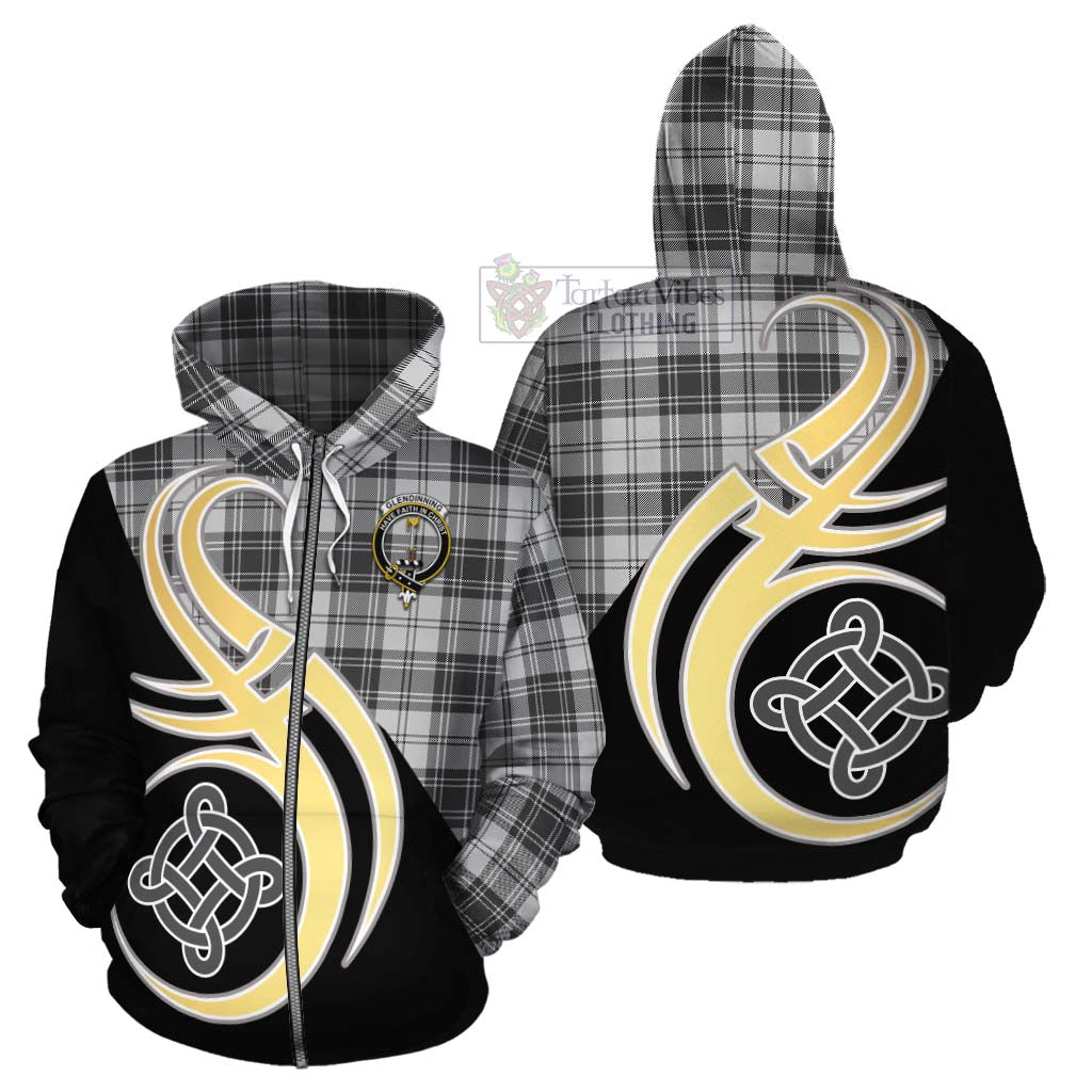 Glendinning Tartan Cotton Hoodie with Family Crest and Celtic Symbol Style - Tartan Vibes Clothing