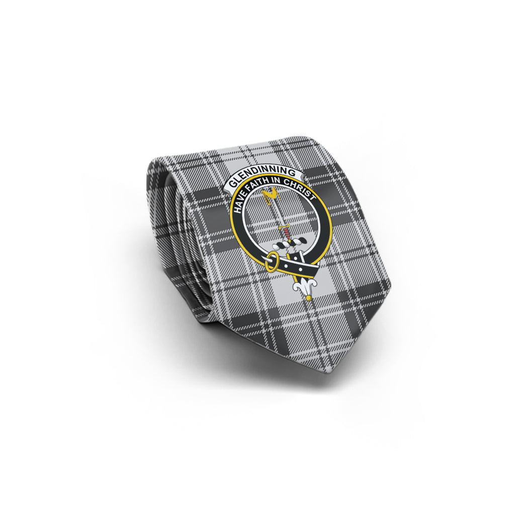 Glendinning Tartan Classic Necktie with Family Crest - Tartan Vibes Clothing