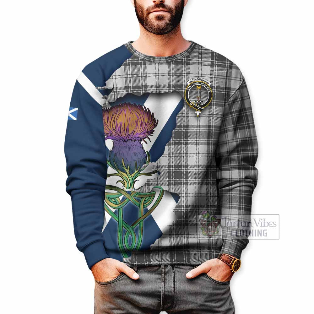 Glendinning Tartan Family Crest Sweatshirt Scottish Thistle Celtic Inspired - Tartan Vibes Clothing
