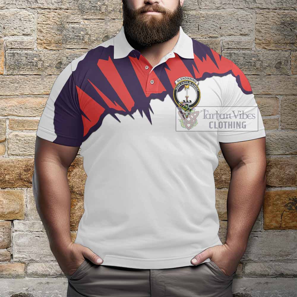 Tartan Vibes Clothing Glendinning Clan Crest Polo Shirt with Retro Sport Style