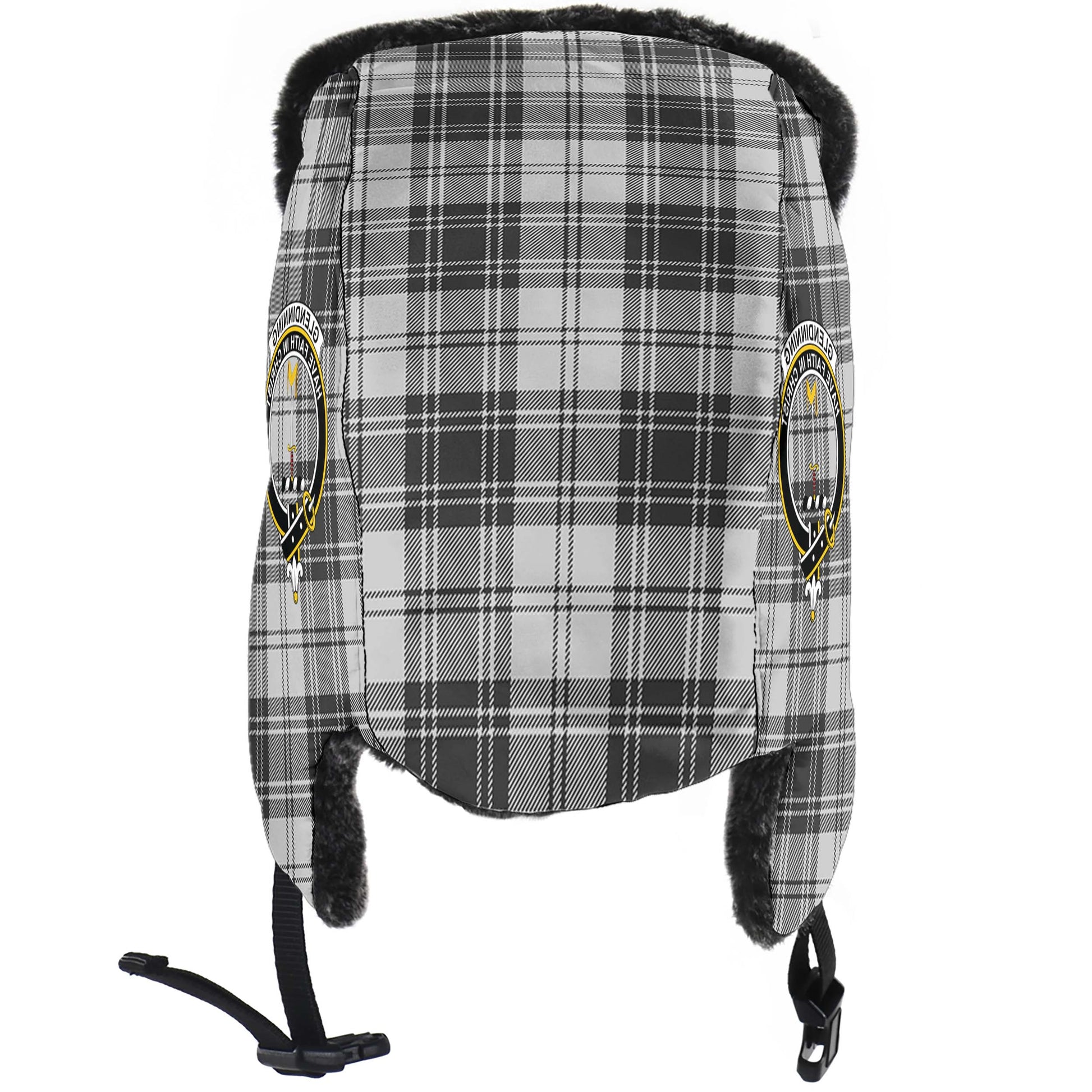 Glendinning Tartan Winter Trapper Hat with Family Crest - Tartan Vibes Clothing