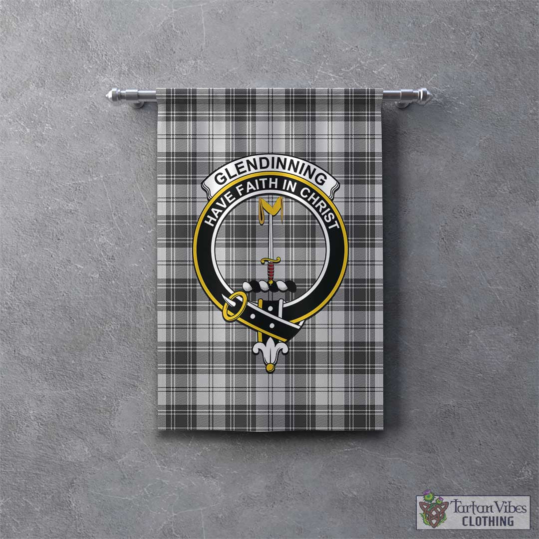 Tartan Vibes Clothing Glendinning Tartan Gonfalon, Tartan Banner with Family Crest