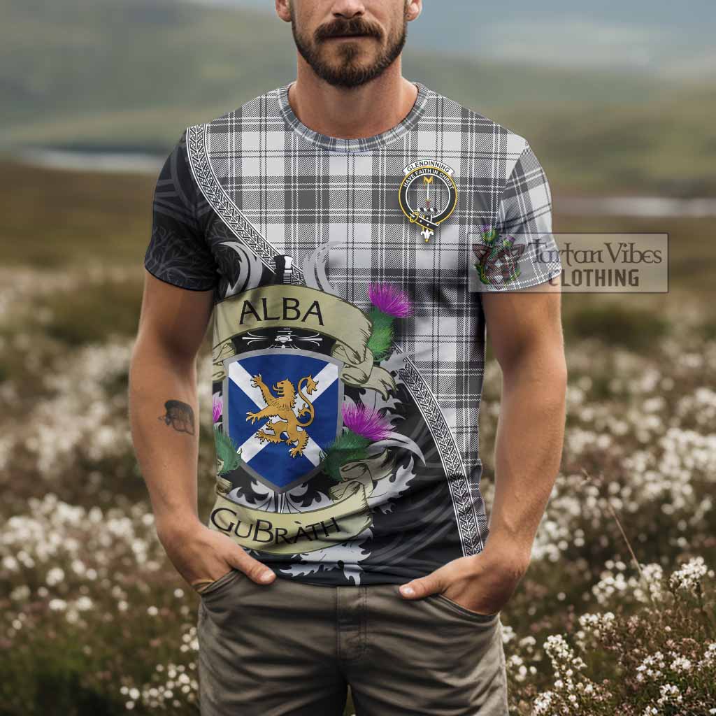 Glendinning Tartan Family Crest T-Shirt Lion Rampant Royal Thistle Shield Celtic Inspired - Tartan Vibes Clothing