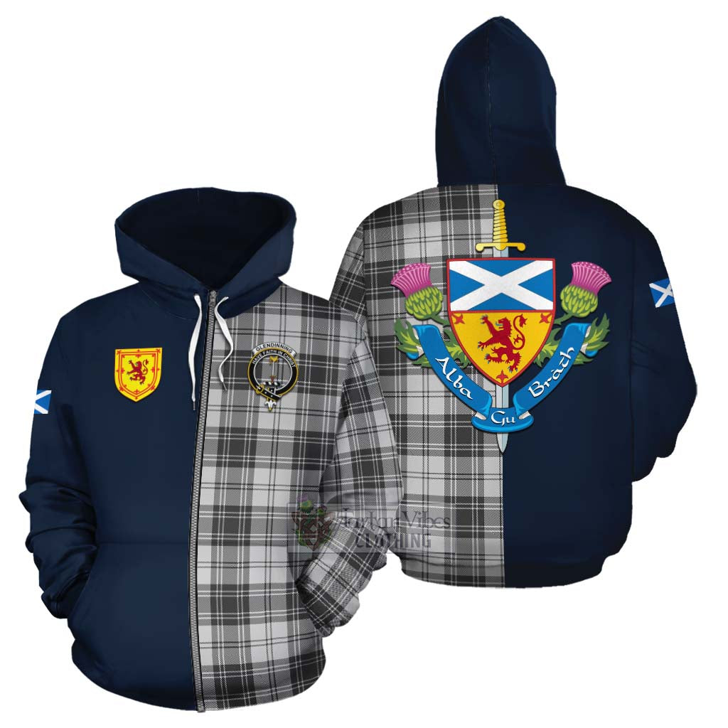 Glendinning Tartan Cotton Hoodie Alba with Scottish Lion Royal Arm Half Style - Tartan Vibes Clothing