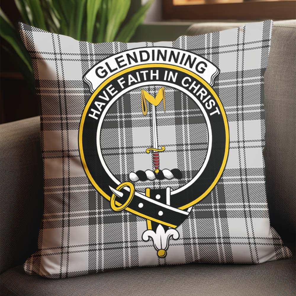 Glendinning Tartan Pillow Cover with Family Crest - Tartan Vibes Clothing