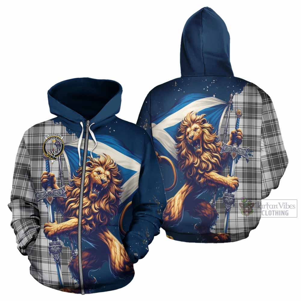 Glendinning Tartan Family Crest Hoodie with Scottish Majestic Lion - Tartan Vibes Clothing