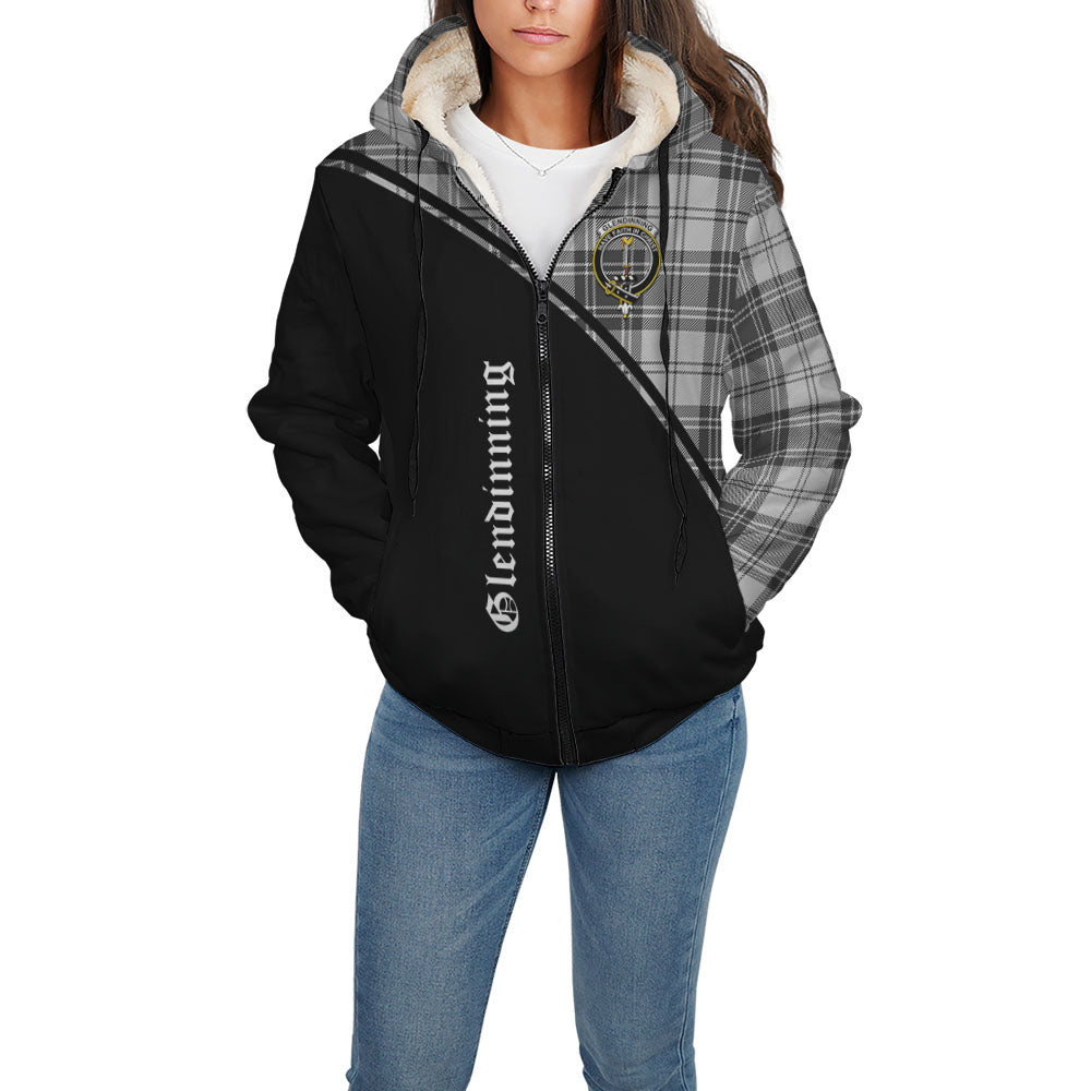 Glendinning Tartan Sherpa Hoodie with Family Crest Curve Style - Tartan Vibes Clothing