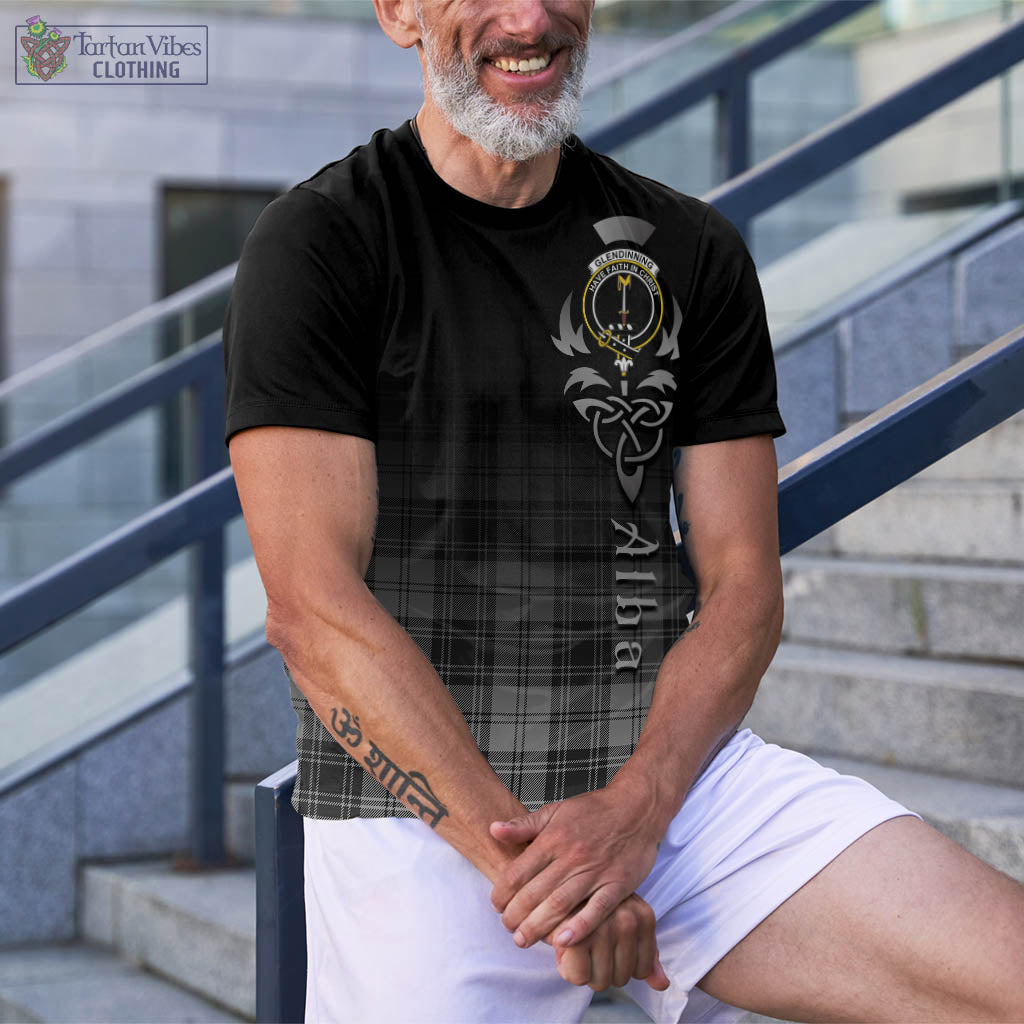 Glendinning Tartan T-Shirt Featuring Alba Gu Brath Family Crest Celtic Inspired - Tartan Vibes Clothing
