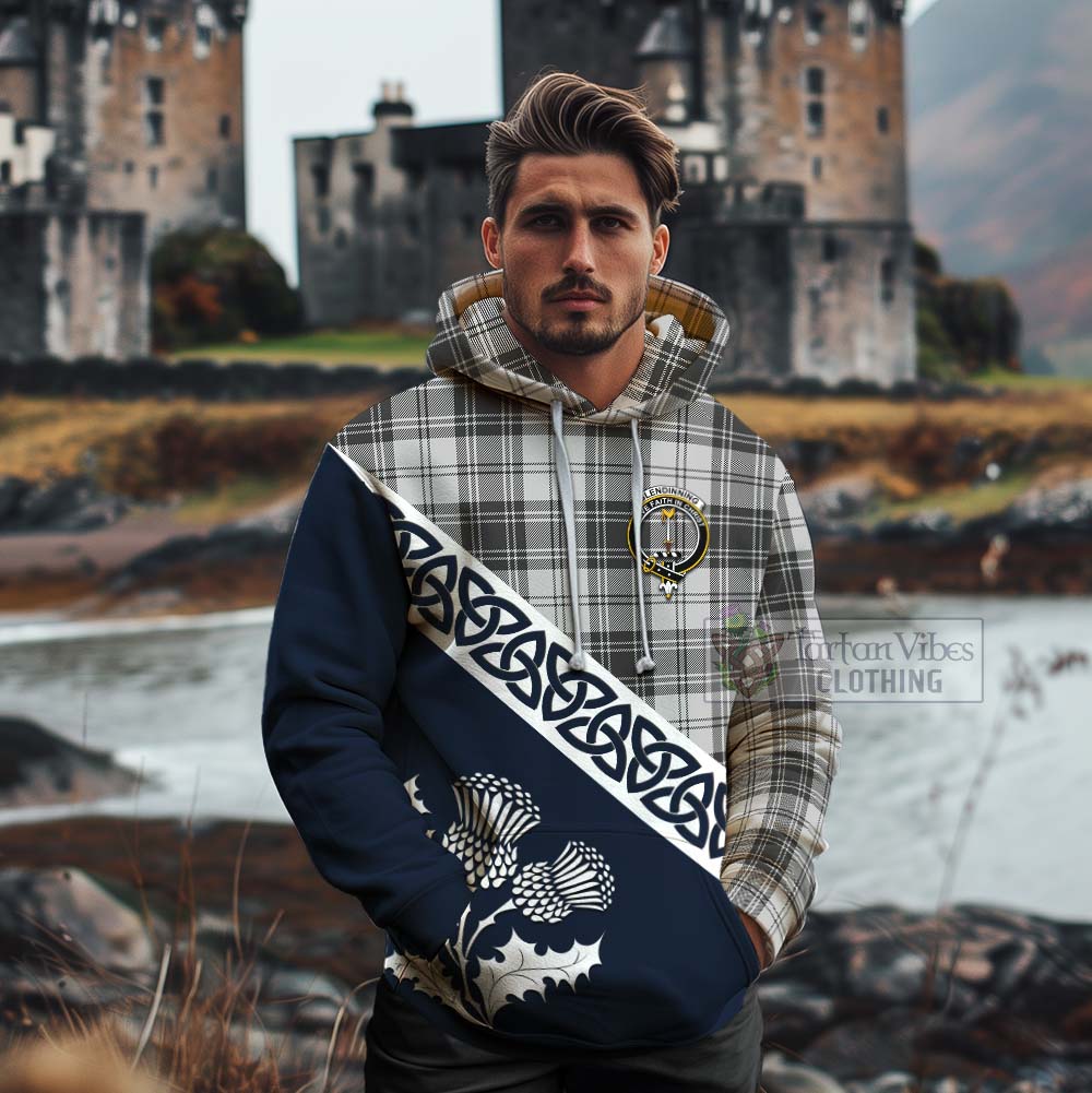 Glendinning Tartan Cotton Hoodie Featuring Thistle and Scotland Map - Tartan Vibes Clothing