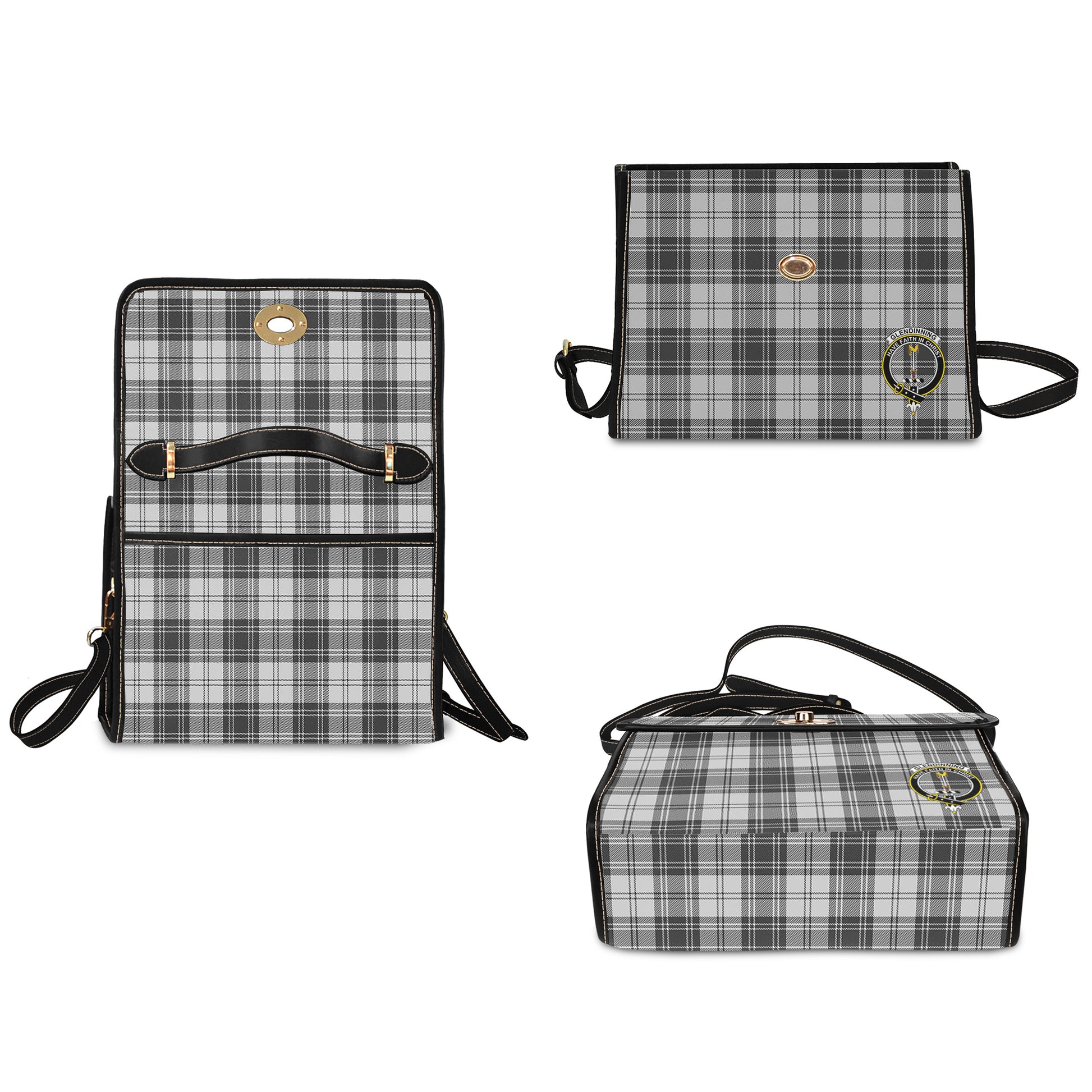 glendinning-tartan-leather-strap-waterproof-canvas-bag-with-family-crest