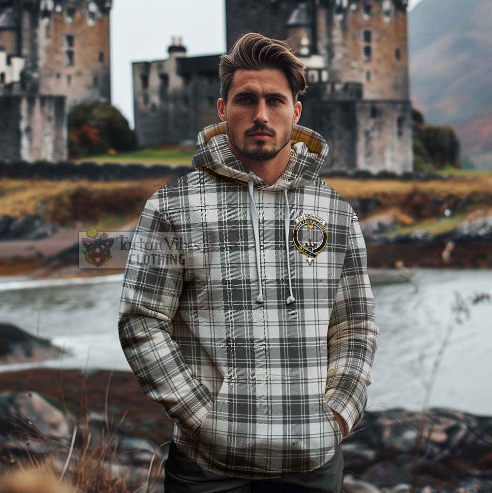 Glendinning Tartan Cotton Hoodie with Family Crest Celtic Skull Style - Tartan Vibes Clothing
