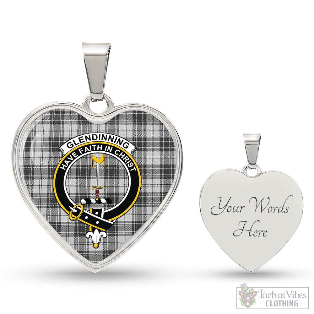 Glendinning Tartan Heart Necklace with Family Crest Luxury Necklace (Silver) Yes - Tartan Vibes Clothing