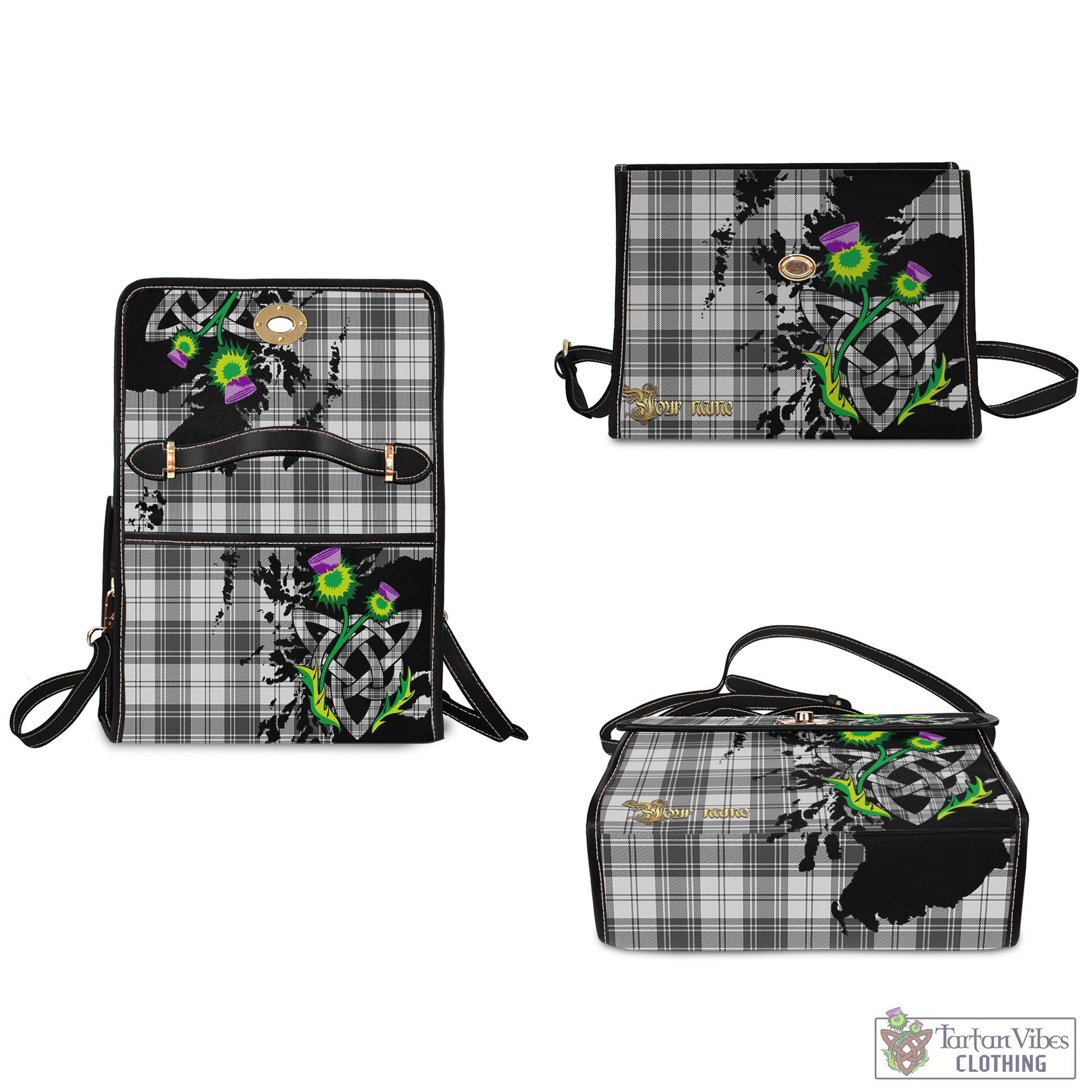 Tartan Vibes Clothing Glendinning Tartan Waterproof Canvas Bag with Scotland Map and Thistle Celtic Accents