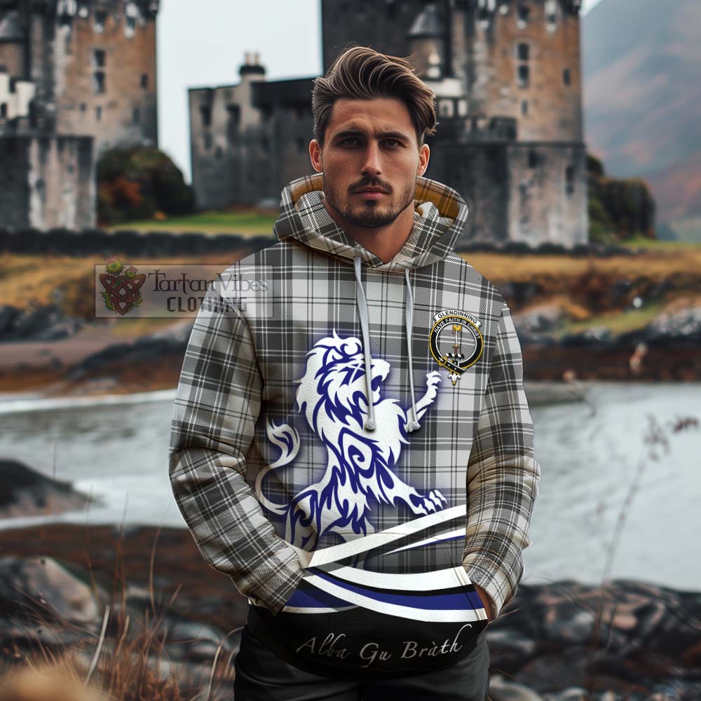 Glendinning Tartan Cotton Hoodie with Alba Gu Brath Regal Lion Emblem - Tartan Vibes Clothing