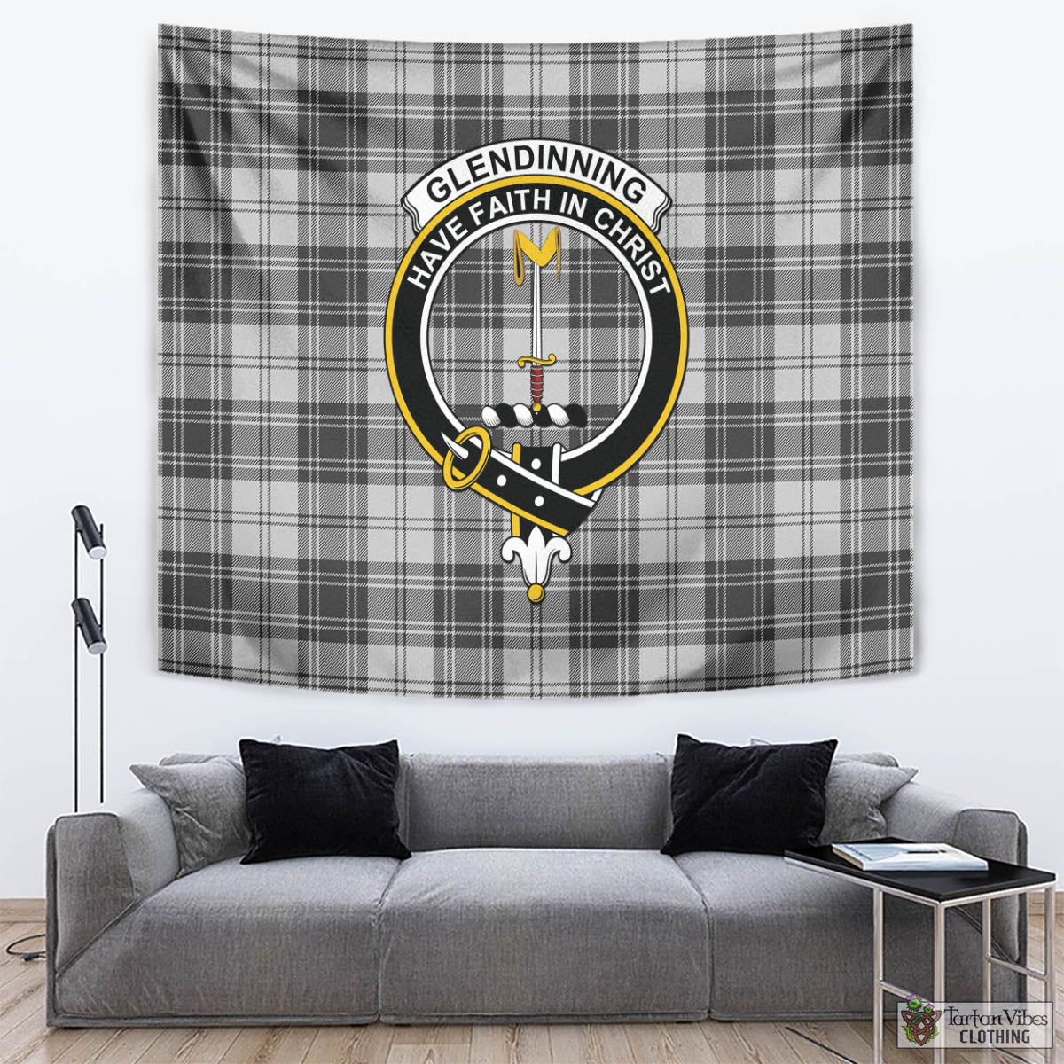 Glendinning Tartan Tapestry Wall Hanging and Home Decor for Room with Family Crest - Tartan Vibes Clothing