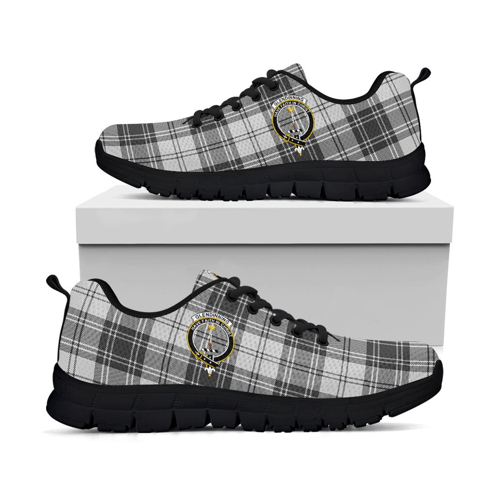 Glendinning Tartan Sneakers with Family Crest - Tartan Vibes Clothing