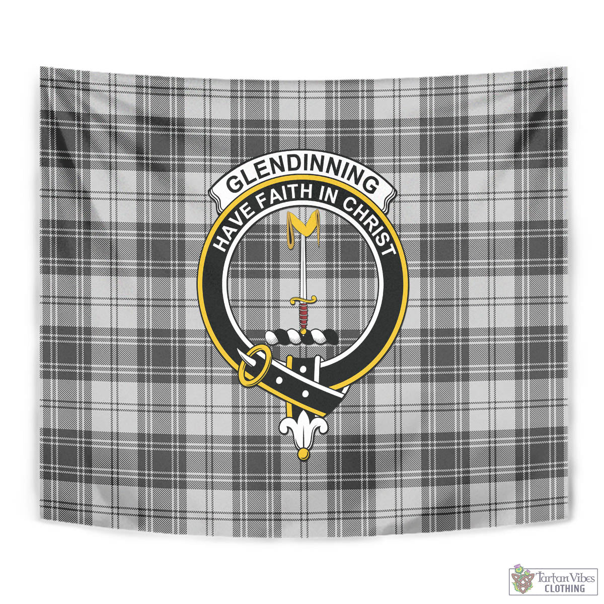 Glendinning Tartan Tapestry Wall Hanging and Home Decor for Room with Family Crest - Tartan Vibes Clothing