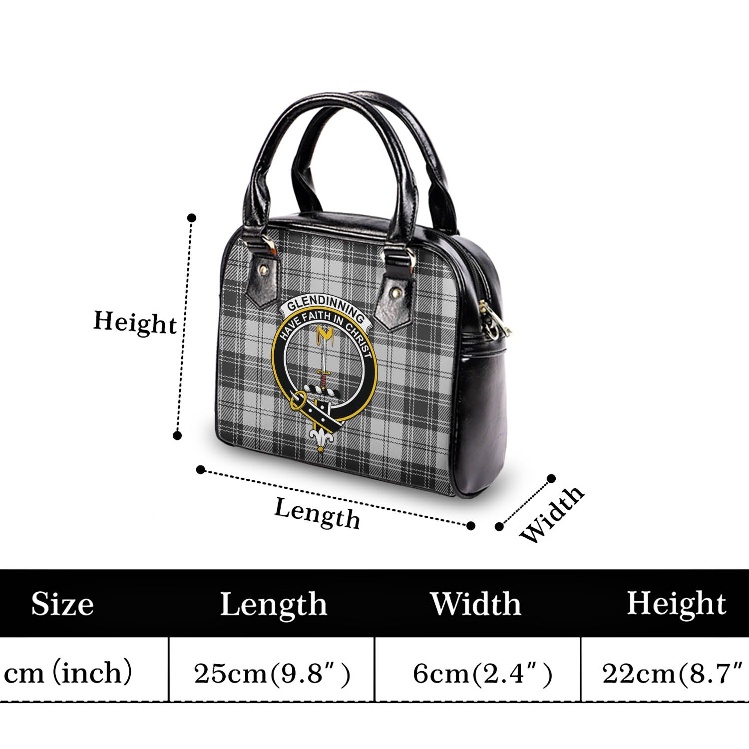 Glendinning Tartan Shoulder Handbags with Family Crest - Tartan Vibes Clothing