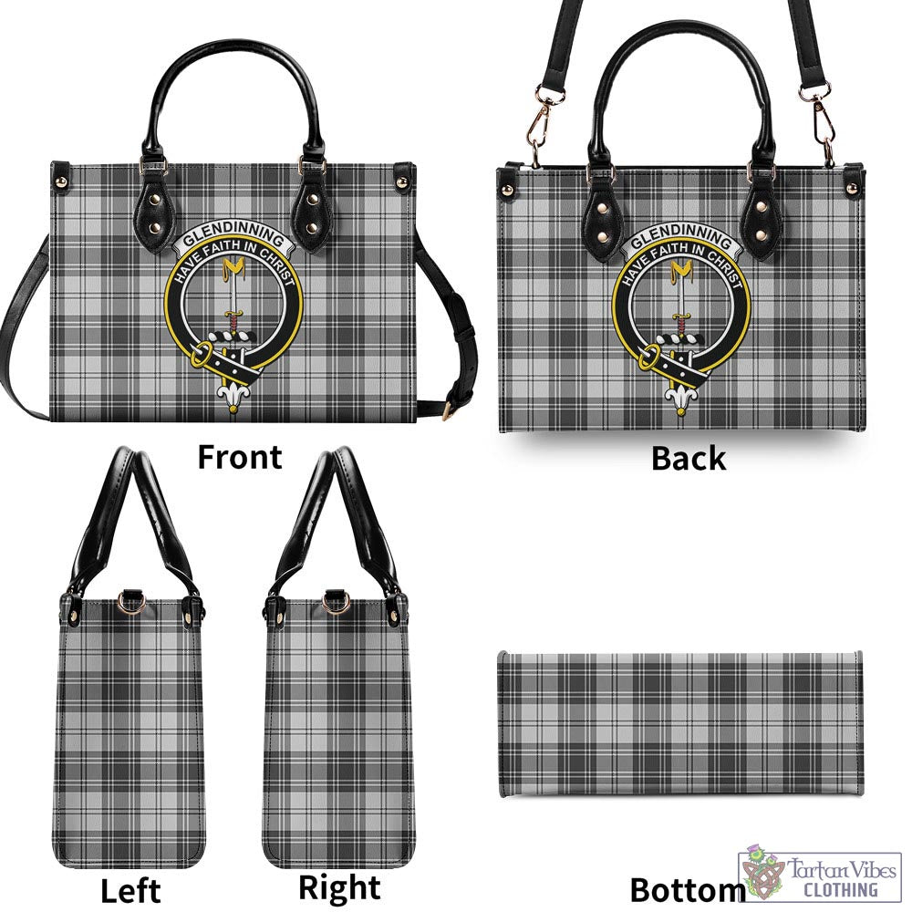 Glendinning Tartan Luxury Leather Handbags with Family Crest - Tartan Vibes Clothing