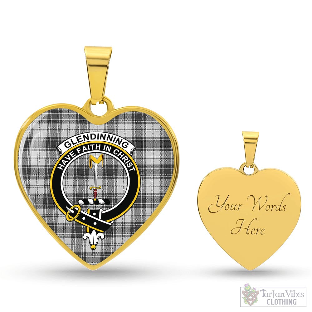 Glendinning Tartan Heart Necklace with Family Crest Luxury Necklace (Gold) Yes - Tartan Vibes Clothing